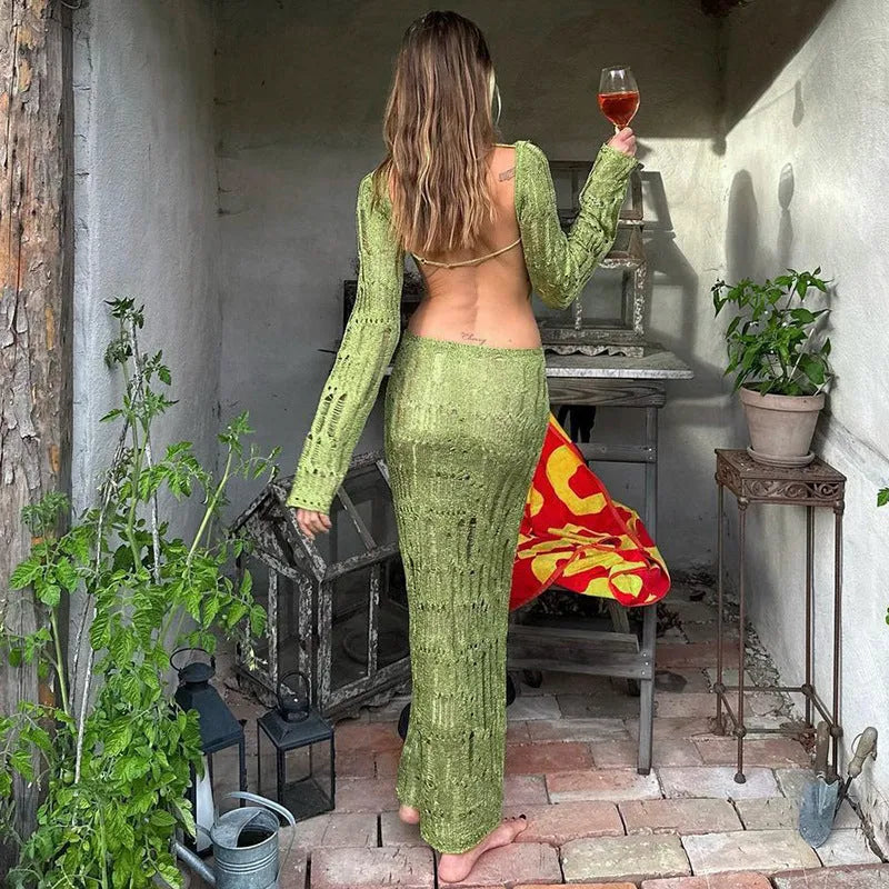 Elegant Long Woolen Dress Women - Bellarte Enchanté Elegant Long Woolen Dress Women